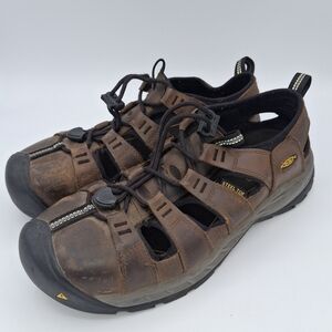 KEEN Men’s 10.5 Steel Toe Brown Leather Work Hiking Sandals Utility Trail